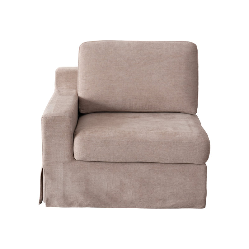 Oecusse Upholstered 38.6 " Linen Sectional, Khaki Linen