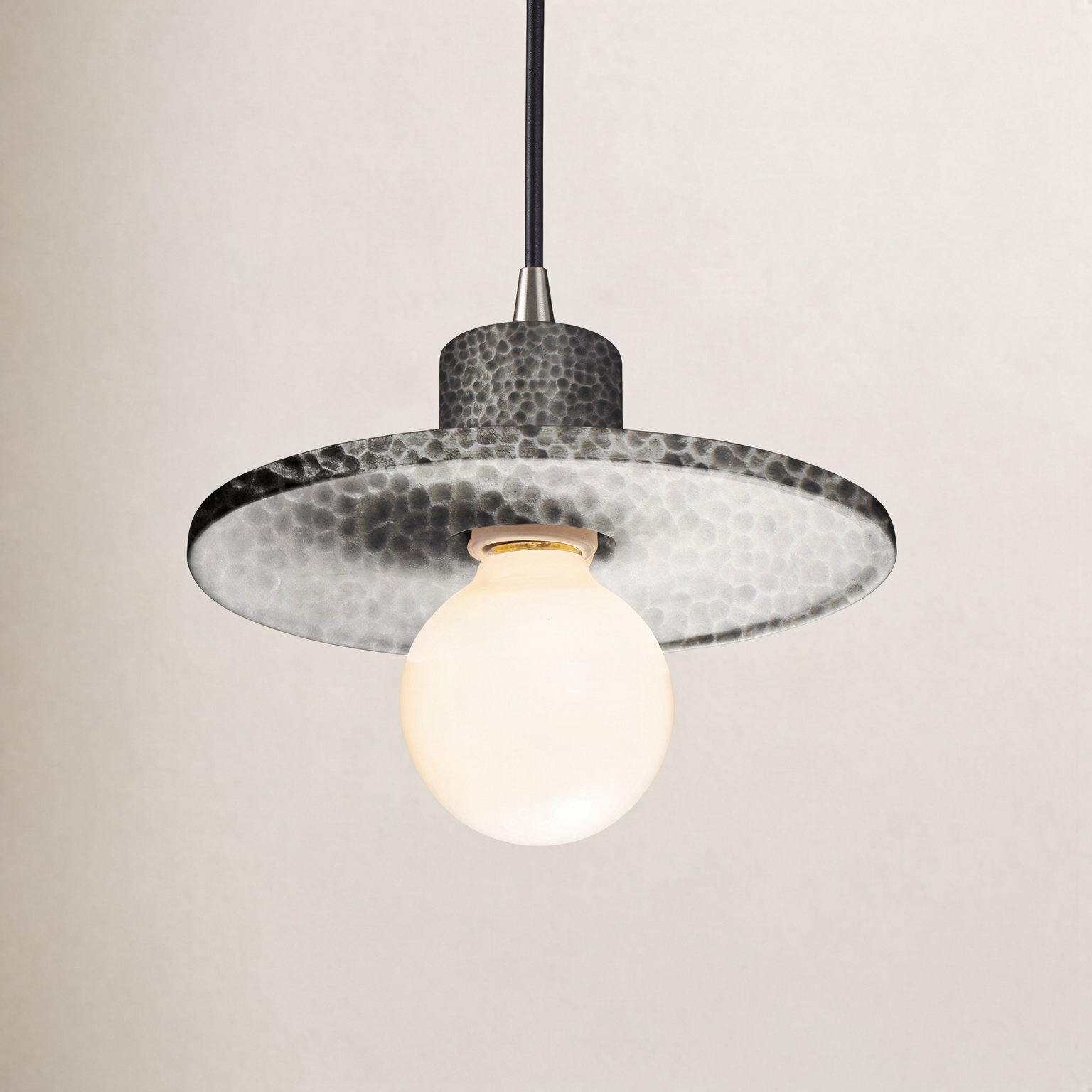 Marlena Dimmable Single Light Pendant, Hammered Pewter, Brushed Nickel