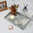 Christmas Natural Marble Bathroom Tray , Cyan Green Vanity Tray For Countertop Organization, Non-Ceramic Stone Tray For Jewelry Perfume Cosmetics