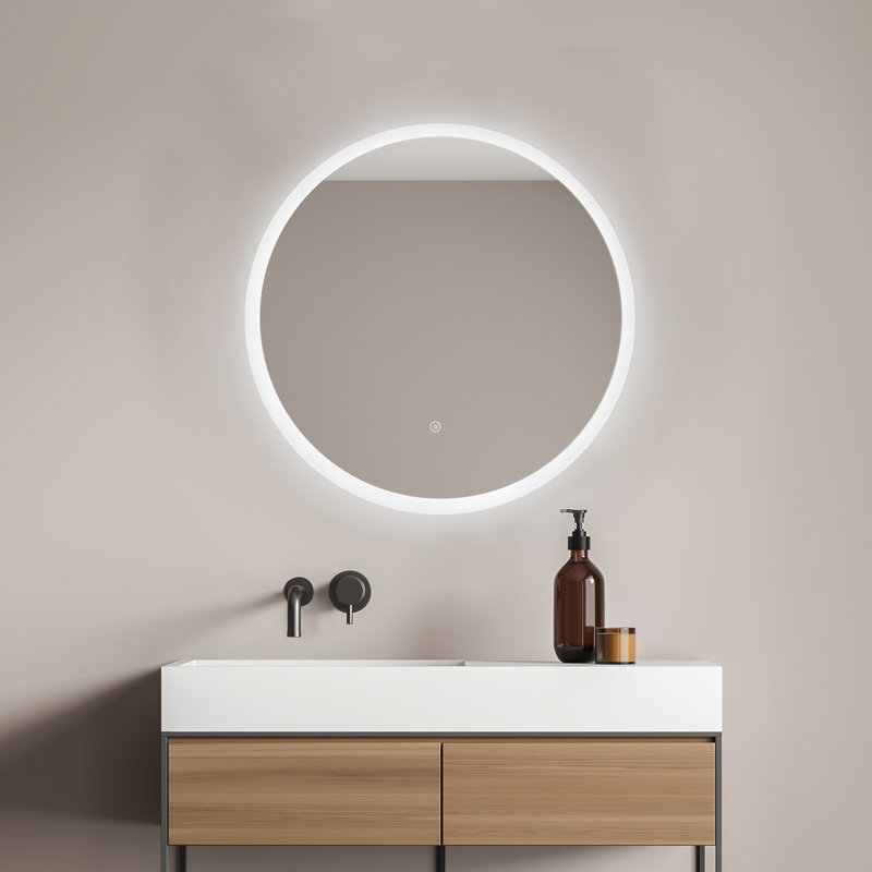 Dimora 24'' Round LED Lighted Frameless Bathroom Vanity Mirror