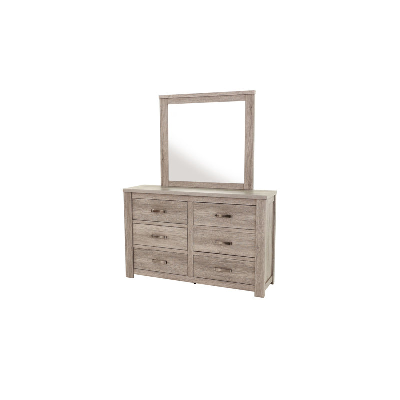 Mobilier de chambre à coucher à 6 tiroirs avec poignées en métal style rustique 1 pièce