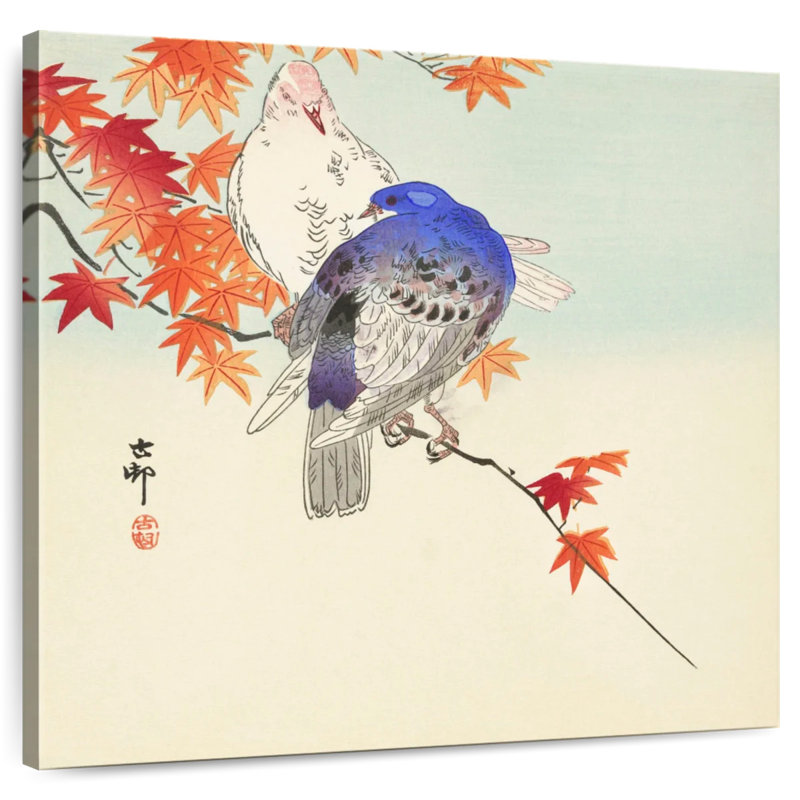 Brampt Twee Duiven Op Herfsttak, 33" H x 33" W