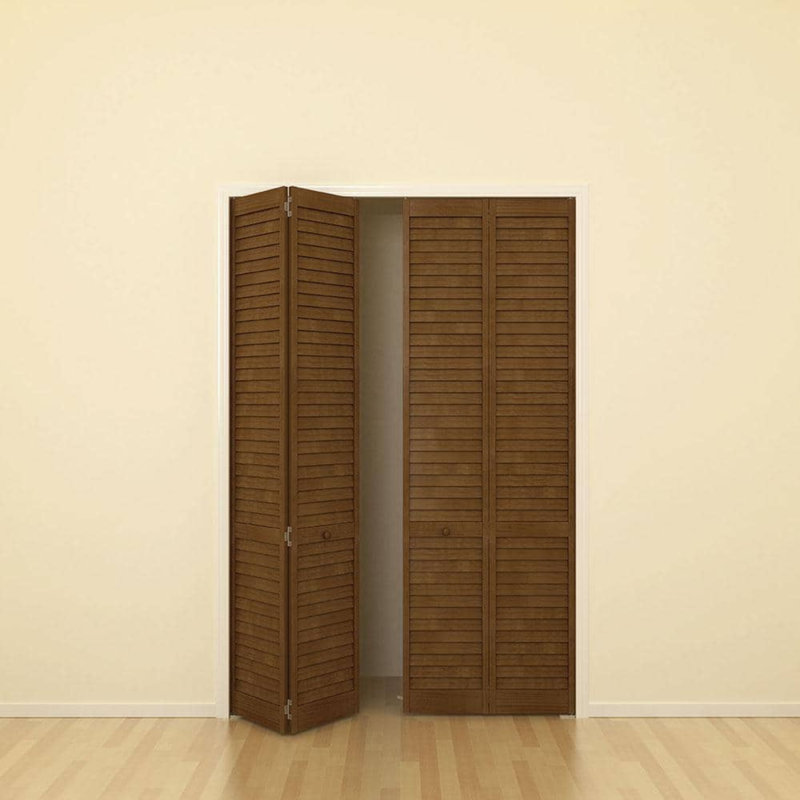 Porte pliante en pin à persiennes, 30 po x 80 po, Espresso