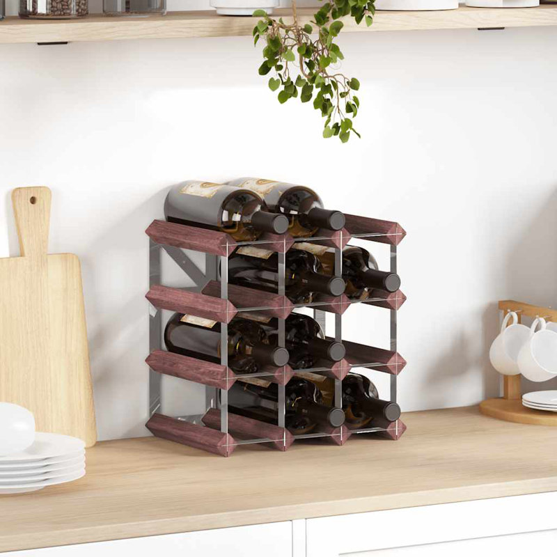 Porte-bouteilles de vin Danera, H 12,8 po x l 12,8 po x P 8,9 po, Brun