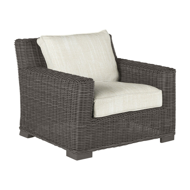 Rustic Woven Lounge Chair - Slate Gray, Slate Gray, Welt, Rollo Cream
