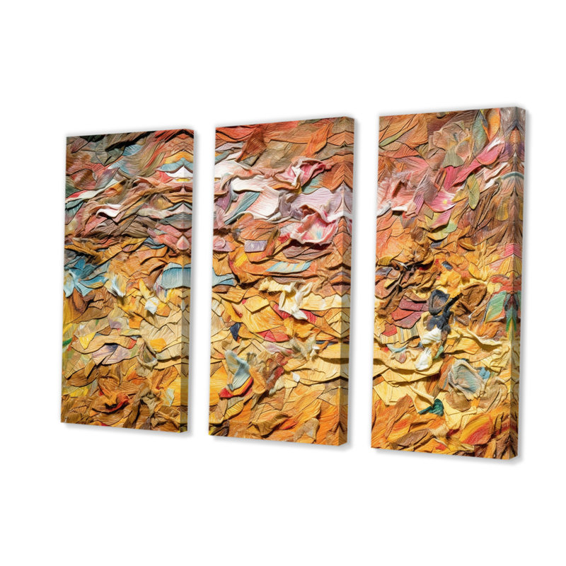 «Terracotta Bliss Texture Abstract I», ensemble de salon d'art mural abstrait, H 40 po x l 60 po x P 1 po