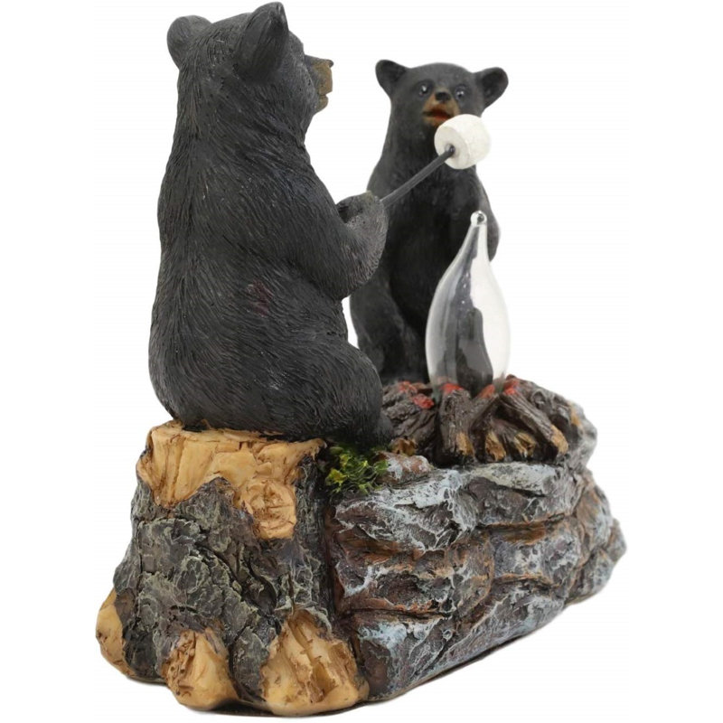 Fantaisiste forest ours père et fils faisant de marshmallow smores figurine Earles