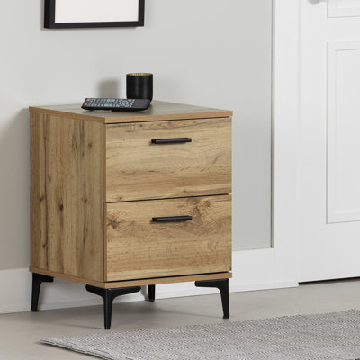 Slendel  2-Drawer Side Table With Metal Legs