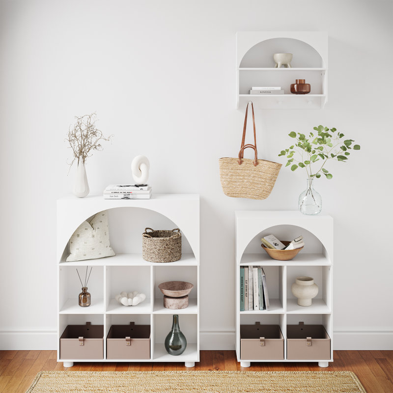 Bronson Arched Wall Shelf With 3 Hooks- White