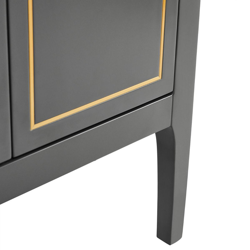 Meuble-lavabo simple 36 po avec comptoir en marbre de Carrare, Noir