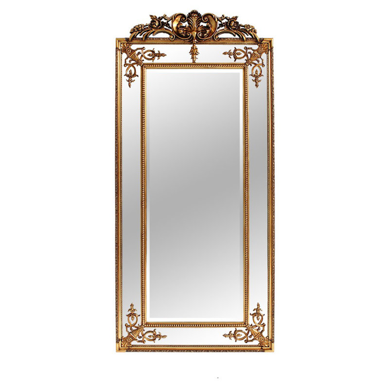 Solid Wood Rectangle Mirror, Gold, 72" H x 36.2" W x 2.5" D