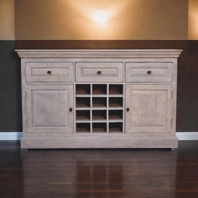Woodacid Wash Wine Storage Unit, 3-Drawers, 4-Shelves, Bottle Storage, White