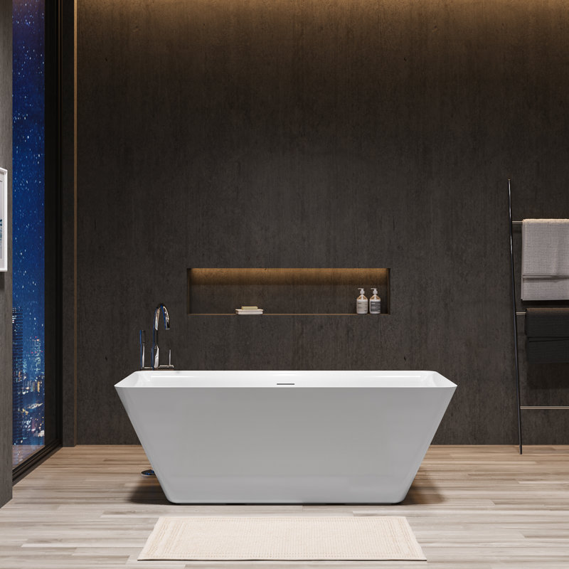 Baignoire de trempage autoportante en acrylique 66 po. X 29,5 po.