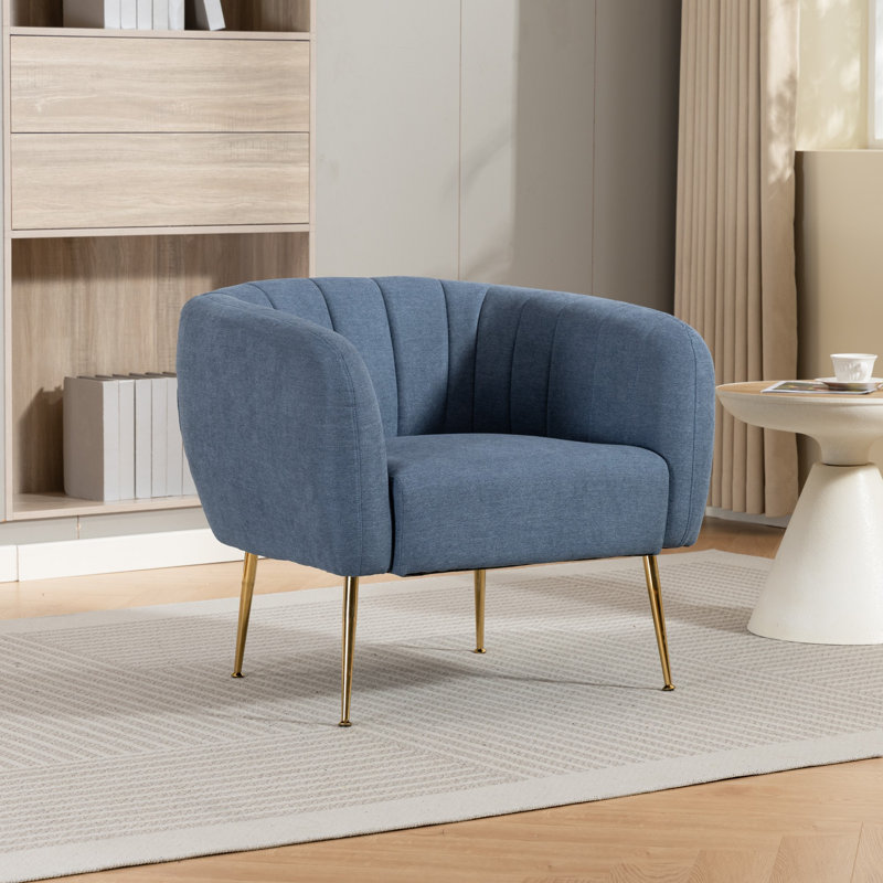 Upholstered Armchair, Light Denim