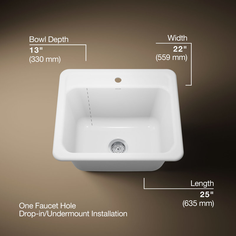 Glen Falls 22" x 25" Service Sink, White, 1 hole