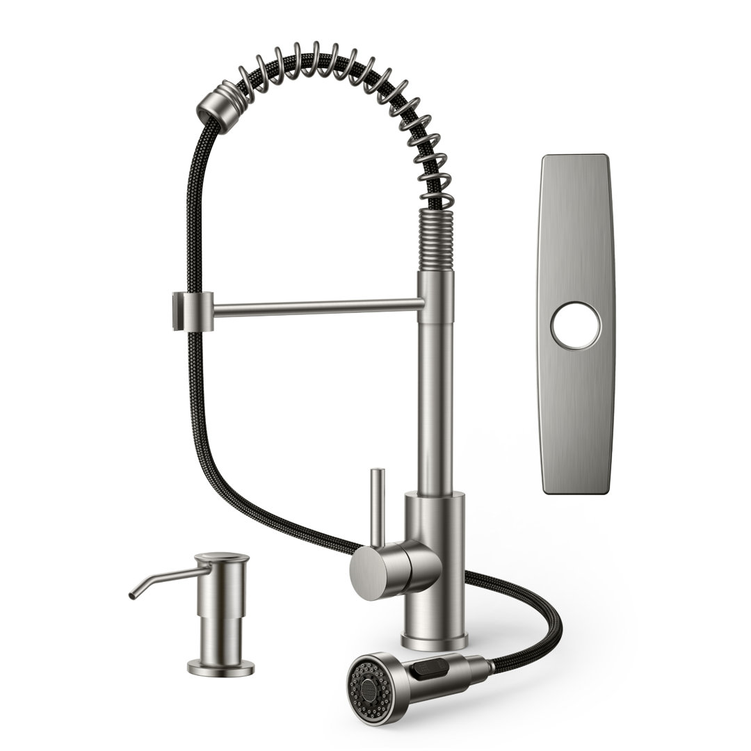 FURUISI Pull Down Single Handle Kitchen Faucet with Soap Dispenser FURUISI