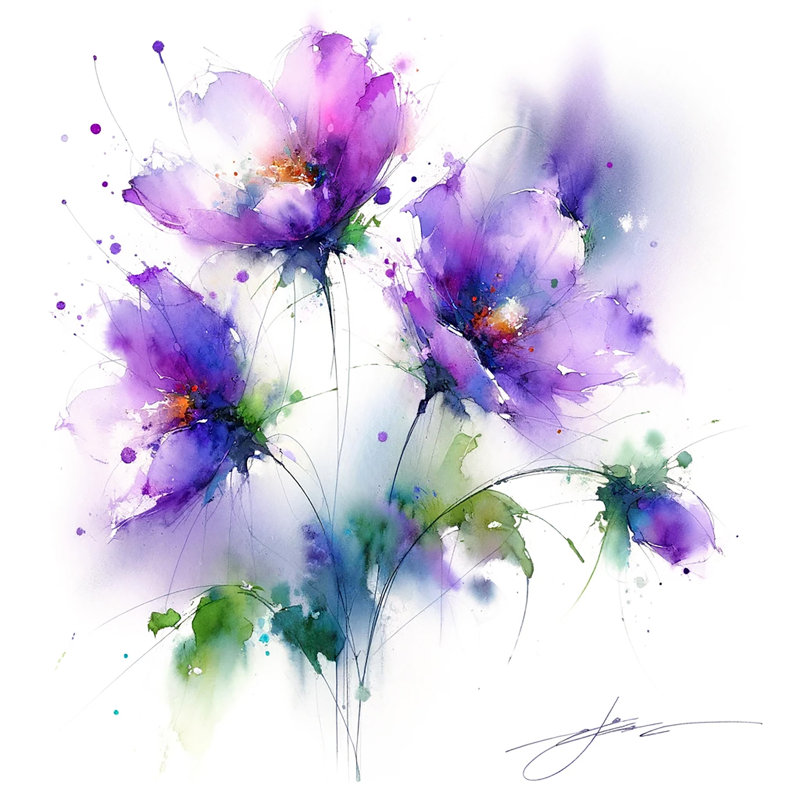 Reproduction d'art sur toile Whimsical Purple Blossoms, H 30 po x l 30 po x P 1,5 po