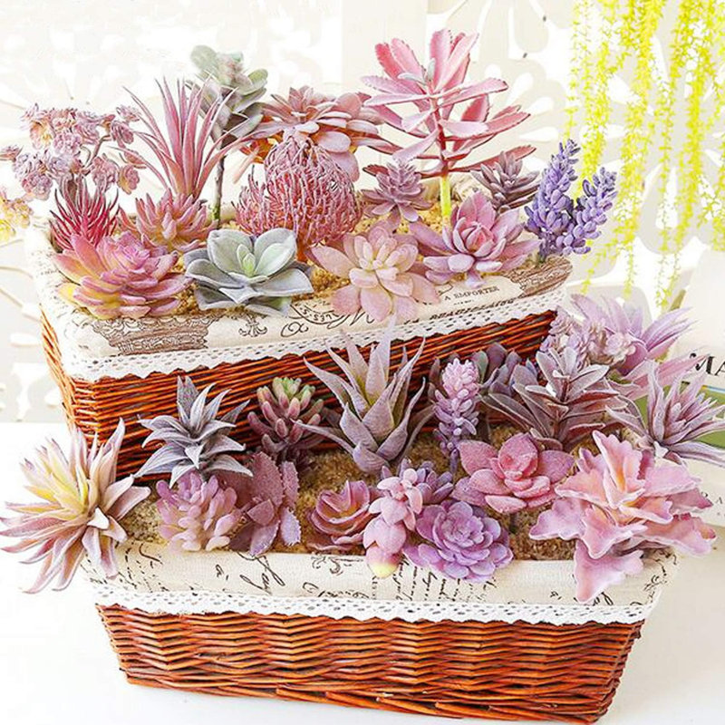 15-piece Style 7 Purple Artificial Succulent Plants