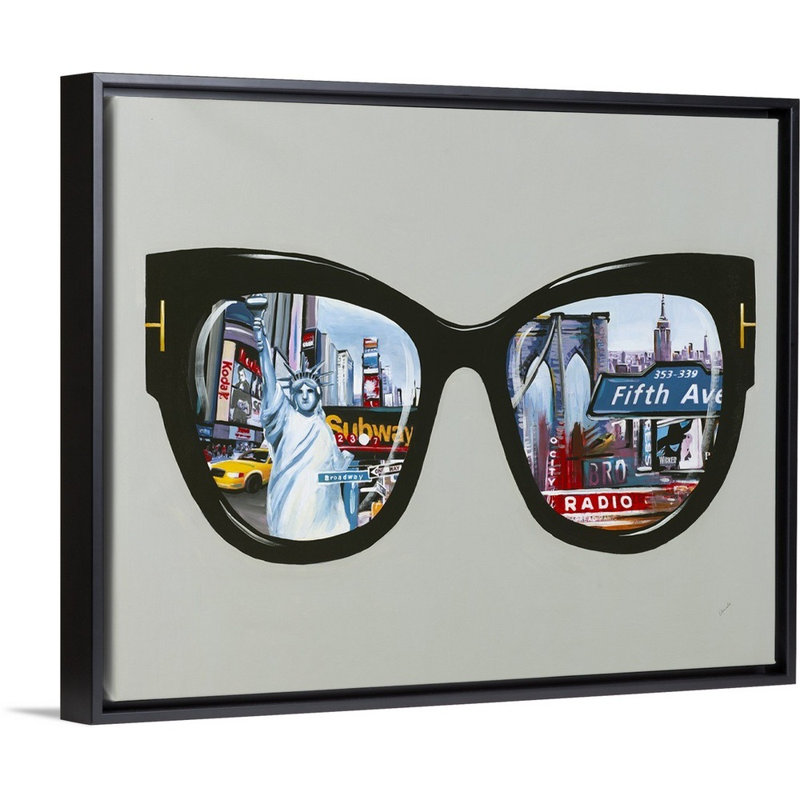 « city shades i », peinture sur toile, H 25,7 po x l 31,7 po x P 1,75 po, Cadre flottant noir