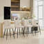 Ensemble de 2 chaises de salle à manger, pieds de fer réglables et chaises de bar simples en velours beige-1802378003