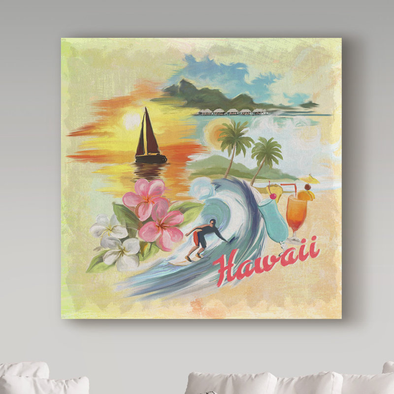 « hawaii paradise pattern », reproduction de peinture à l’acrylique sur toile tendue, H 24 po x l 24 po x P 2 po