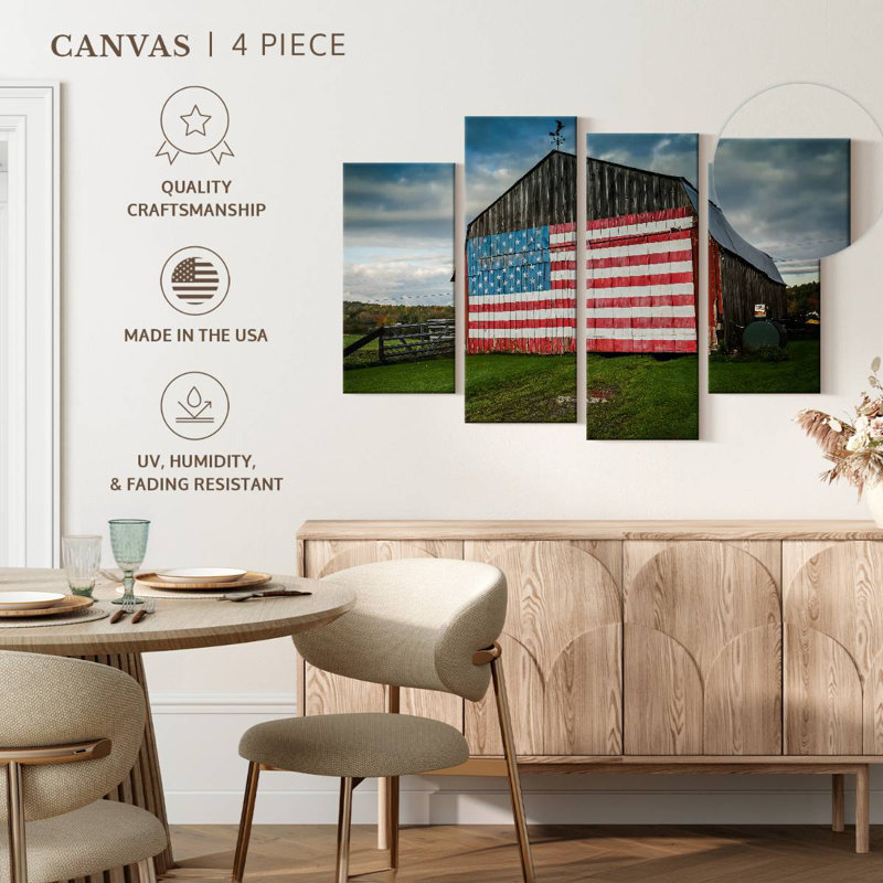 Borges American Flag On Barn, 27" H x 43" W