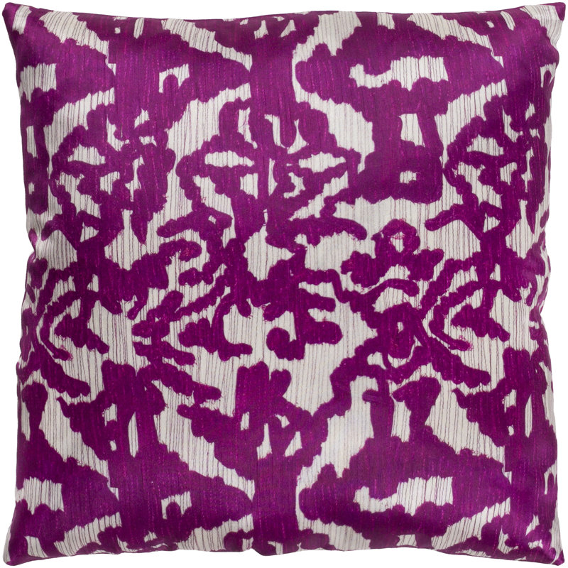 Bright Purple and Camel Damask Polyester Throw Pillow