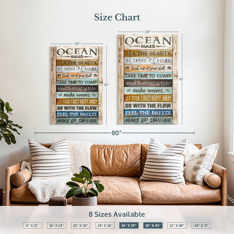 Kema Ocean Rules Typography, 39" H x 26" W