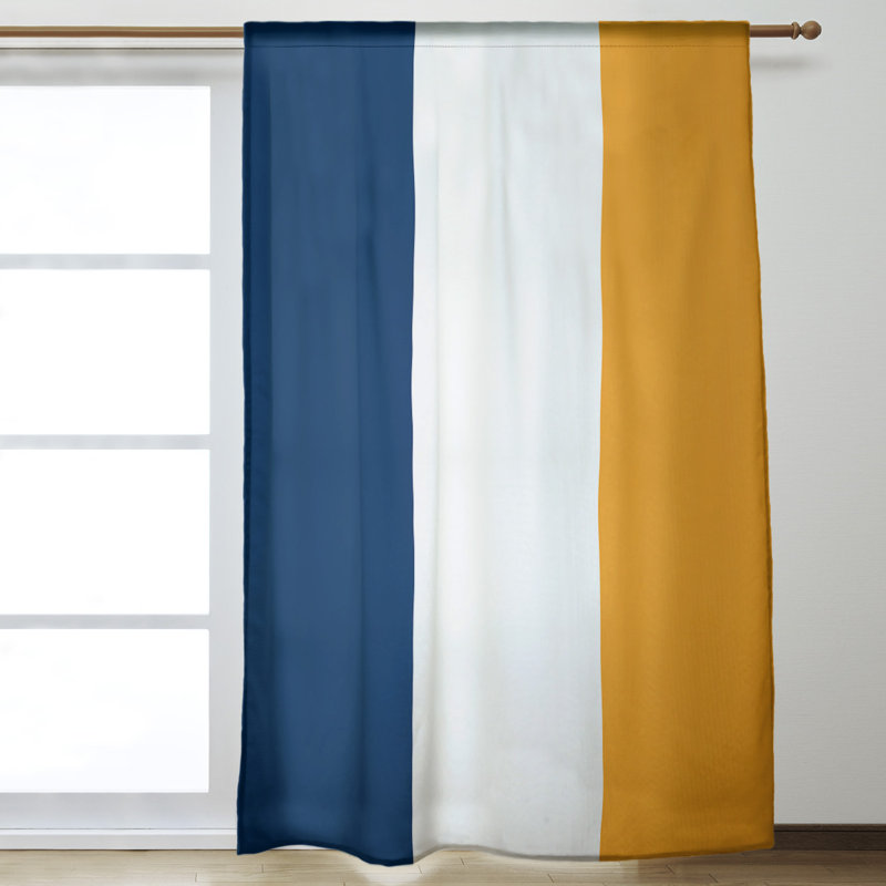 Blackout Curtain Single Panel, Navy/White/Gold