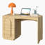 47 Inch Office Desk with 3 Drawers and File Storage, Curved Waterfall Modern Writing Desk, Minimalist Home Office Desk, Light Oak-2109778222