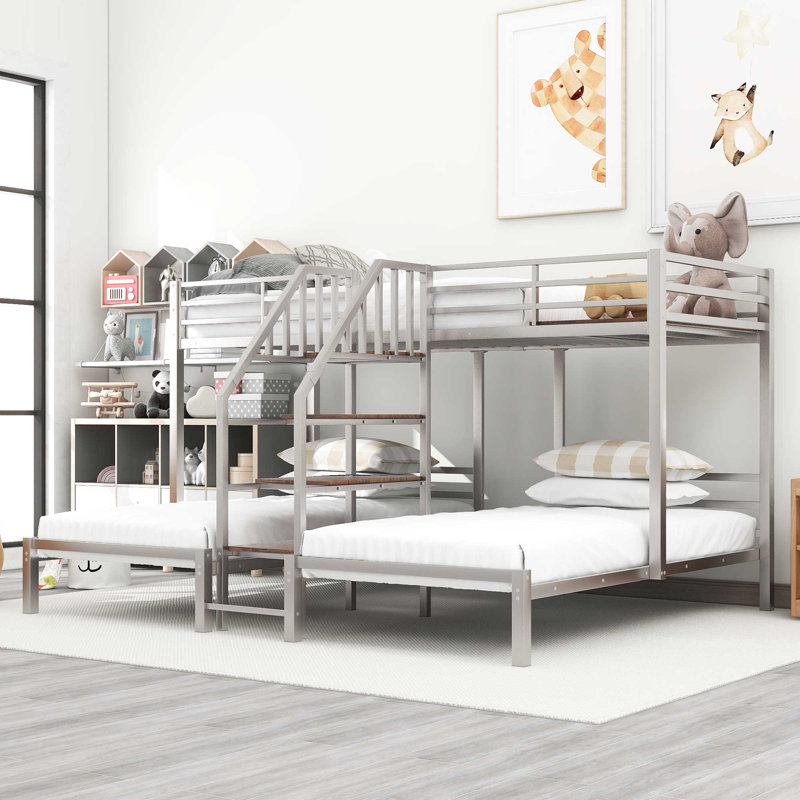 Medrick Kids Twin Bunk Bed, Silver