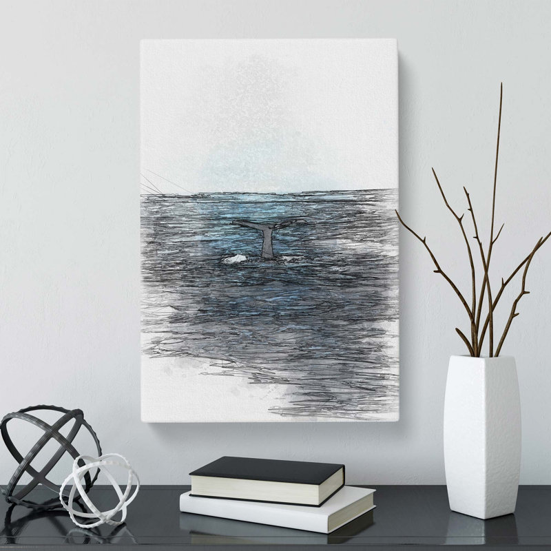 Blue Whale in Abstract - Wrapped Canvas, 91cm H x 60cm W x 3cm D