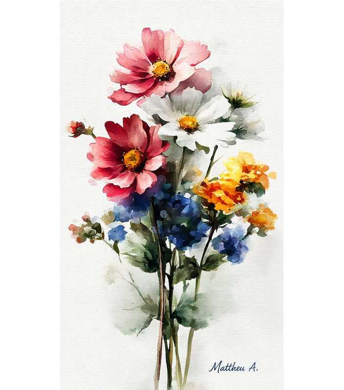Art floral sur toile, "Floral Delight", H 42 po x l 24 po
