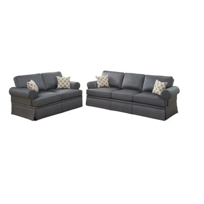 Canapé moderne 2 pièces en polyfibre lustré gris anthracite lustré