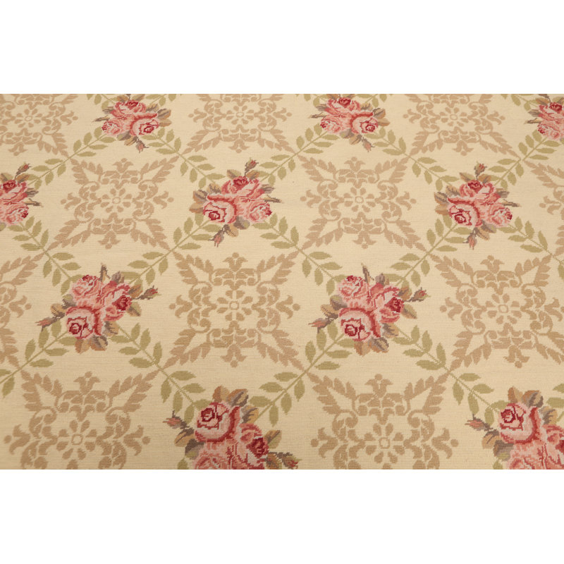 Tapis 100% laine tissé à la main 9 pi x 12 pi rose / rose / doré 9 pi x 12 pi