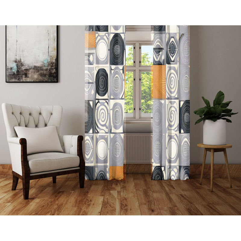 Berney Semi Sheer Curtain Pair, 20" W x 82" L