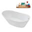59" Streamline Soaking Freestanding Tub and Tray With Internal Drain-102287918
