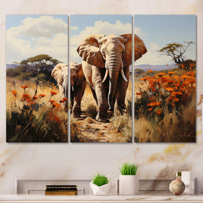Elephant Family Harmony Animals Wall Decor on Metal