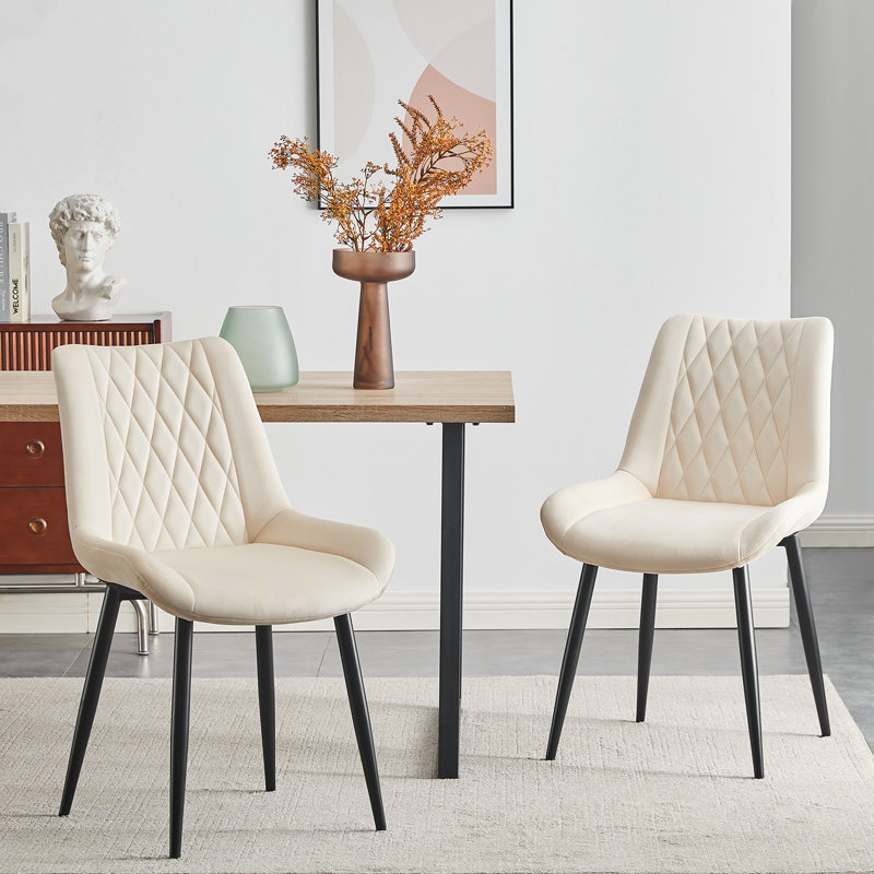 Nogales 46cm H Velvet Upholstered Side Chair, Beige