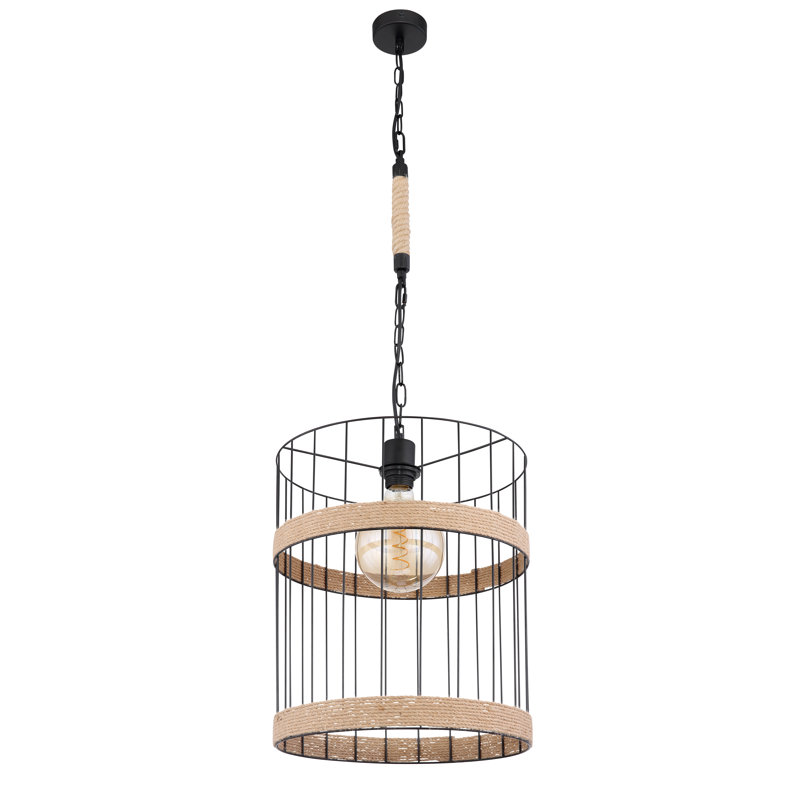 Alethea 1 - Light Black Drum Pendant, 145cm H x 10cm W x 10cm D