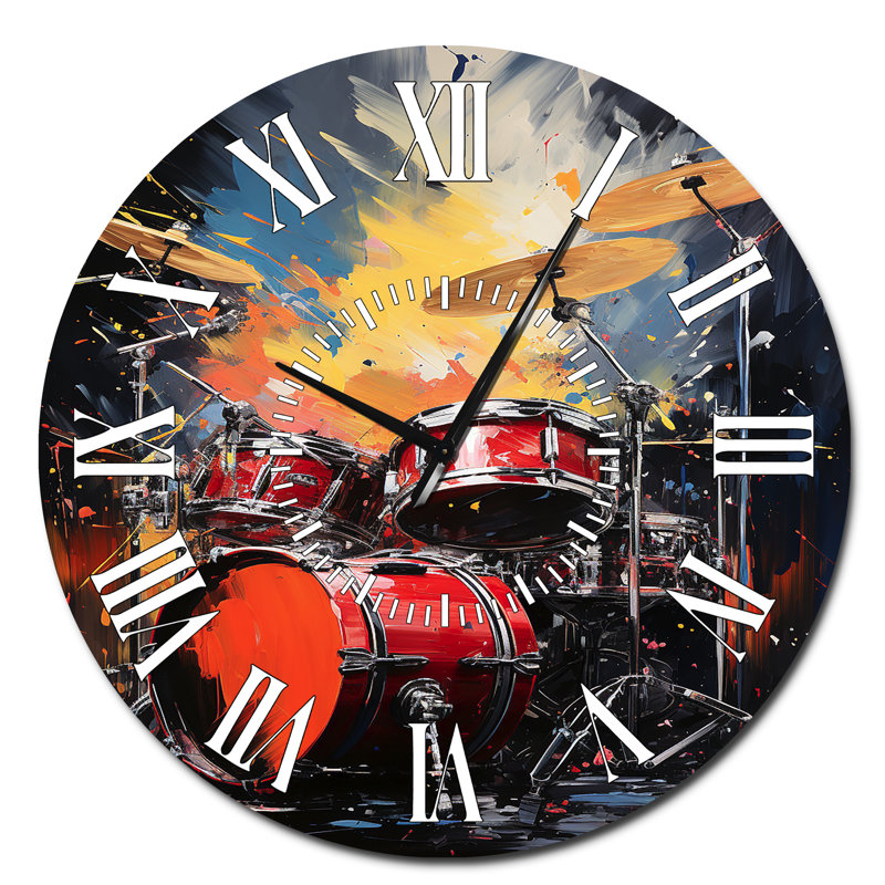 Horloge murale Popart Music Drums, Surdimensionné