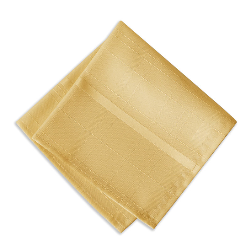 Ramiro Polyester Plaid Square Napkin, Ribbon Gold