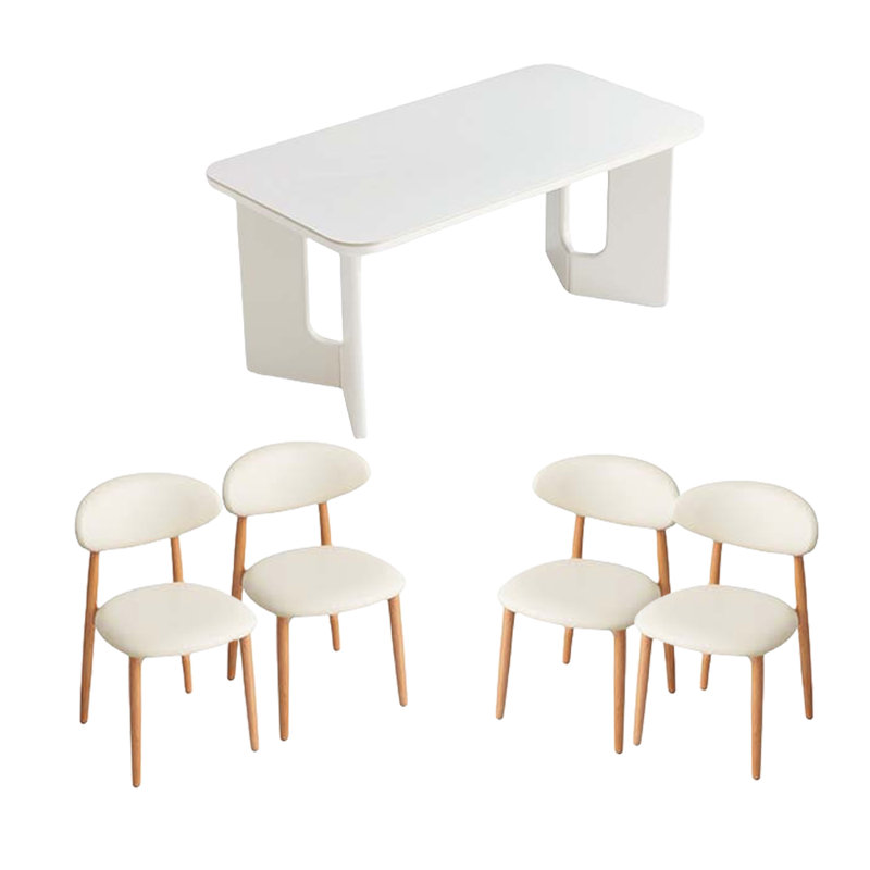 White rock plate dining table sets, 29.33"H x 55.11"L x 33.46"W