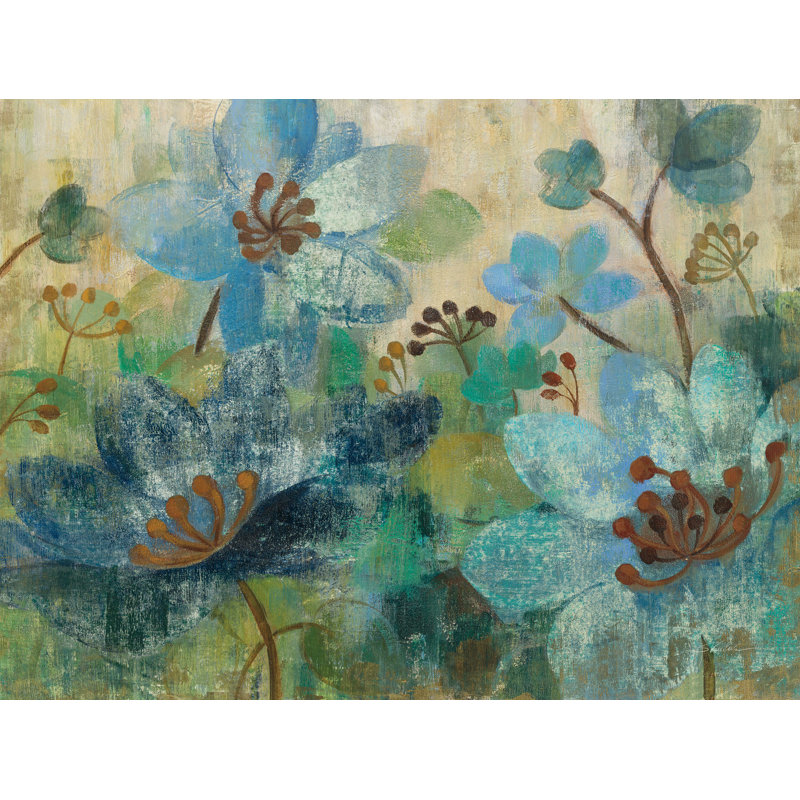 «Peacock Garden White Flowers» par Silvia Vassileva, reproduction sur toile, H 12 po x l 16 po