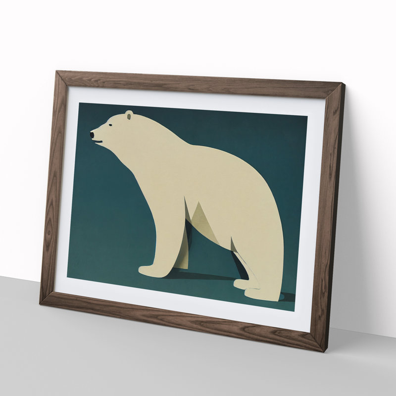 Intriguing Polar Bear Abstract - Framed Print, 46cm H x 64cm W x 2cm D, Walnut