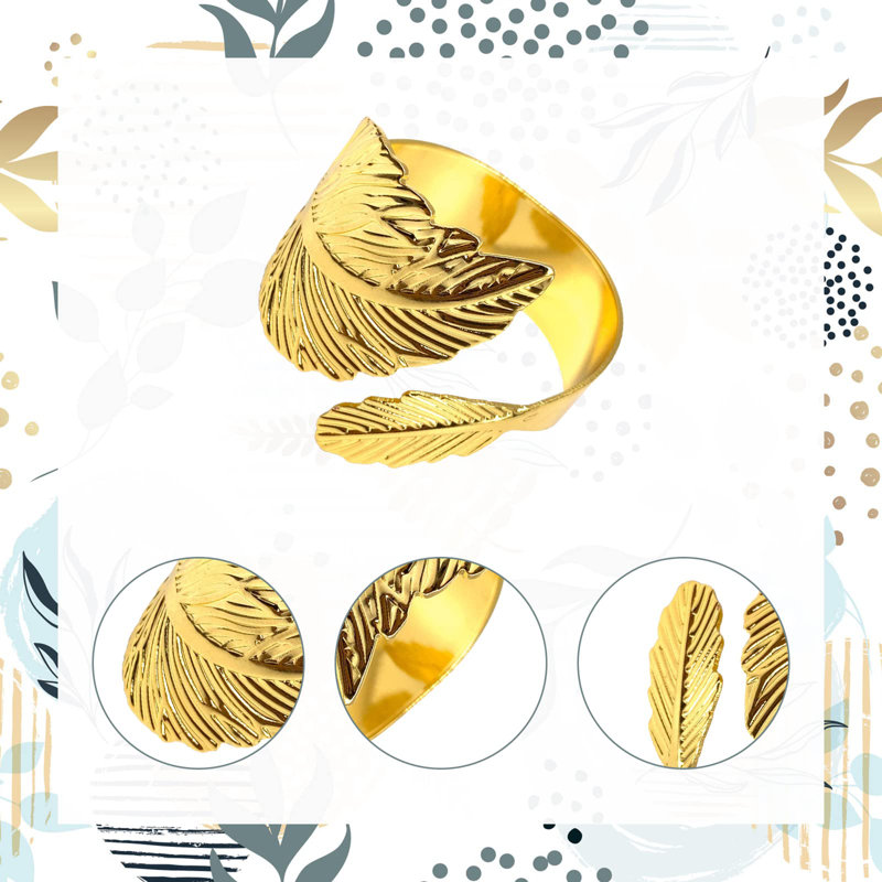 Paquet de 12 anneaux de serviette en feuille d'or en acier inoxydable, table décorative élégante pour un usage quotidien