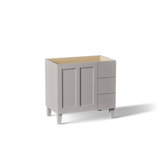 Poplin® 36 In. Vanity with Furniture Legs, 1 Door and 3 Drawers on Right