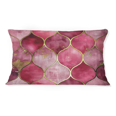 Coussin lombaire moderne rose et or scintillant II