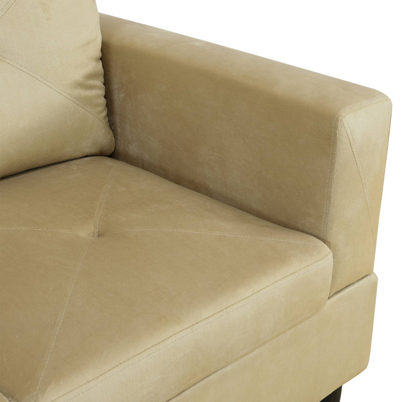 Evelyngrace Upholstered L-Shaped Sectional, Right Hand Facing, Desert Sand Velvet