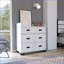 Commode à 5 tiroirs (4 simples et 1 double) | Plateau spacieux | Blanc | Panneau de particules
